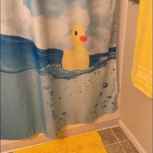 Rubber Duck Shower Curtain & Yellow Bath Mat